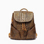 Vintage Style Handcrafted Leather Backpack with Crocodile Pattern discount store