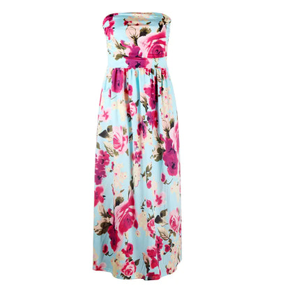 Trendy Printed Strapless Maxi Dress for Women