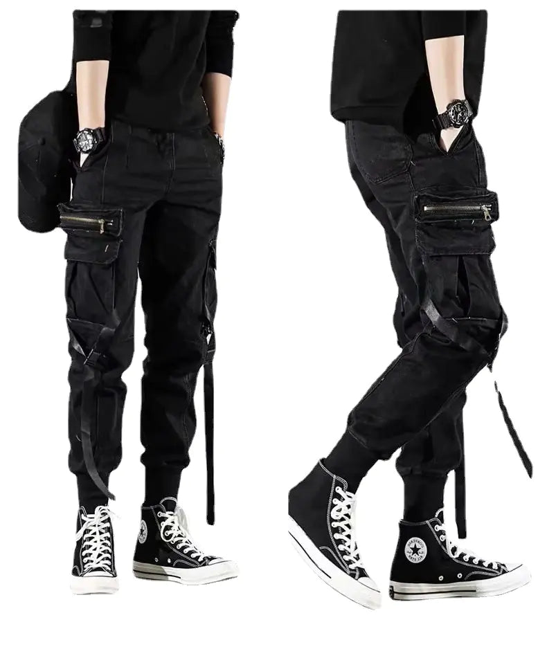 Paratrooper Pants with Streamers and Multi-Pocket Design