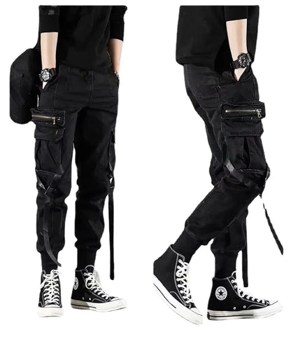 Paratrooper Pants with Streamers and Multi-Pocket Design