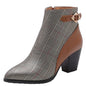 Women's High Heel Short Boots with Thick Heels