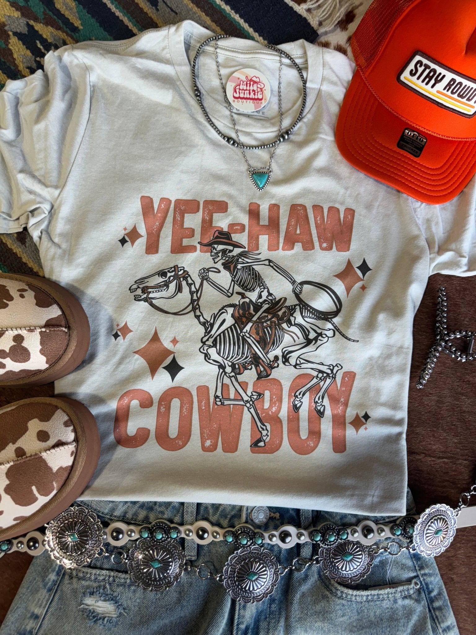 Yee-Haw Skeleton Cowboy Graphic Tee Wild Junkie