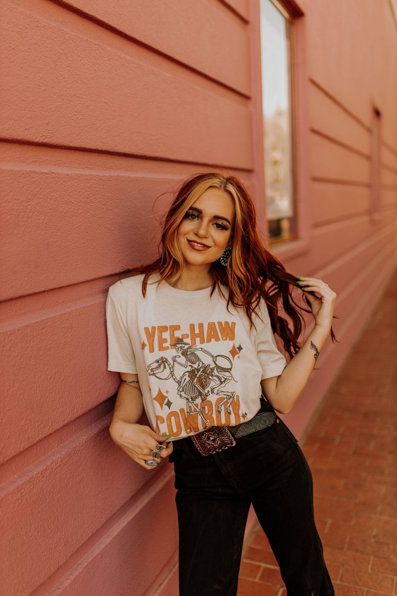 Yee-Haw Skeleton Cowboy Graphic Tee Wild Junkie