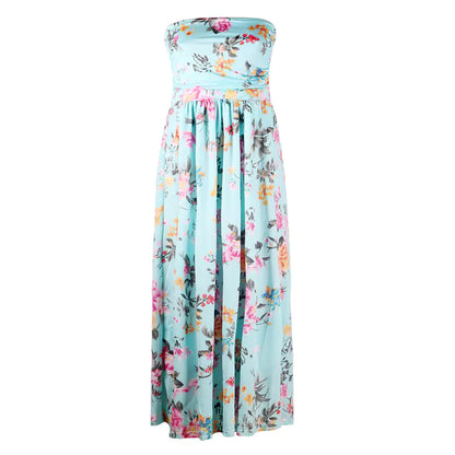 Trendy Printed Strapless Maxi Dress for Women
