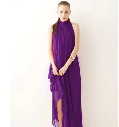 Bohemian Halter Neck Maxi Chiffon Beach Dress