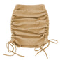 Women's Stretch Pleated Skirt with Drawstring Design