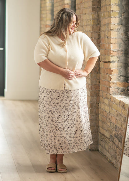 Zadie Ivory Short Sleeeve Button Cardigan Inherit Co.